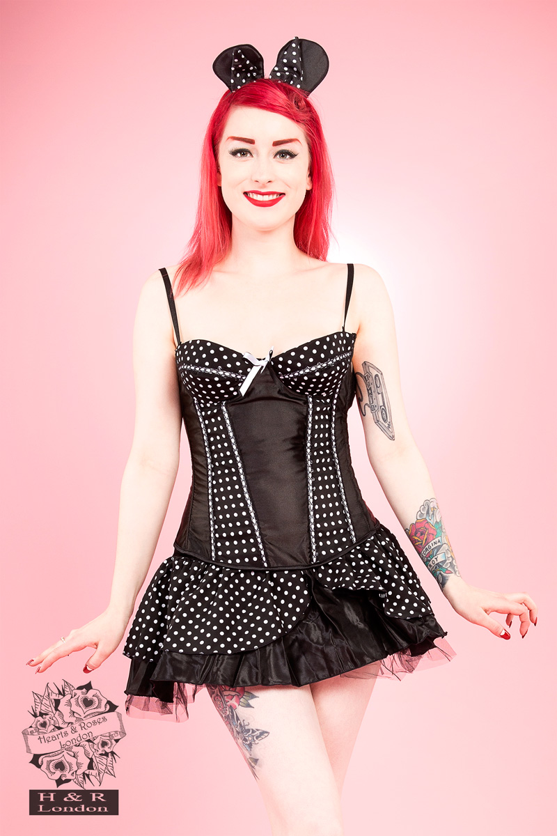 Black and White Dot Corset and Skirt